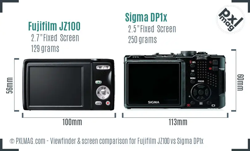 Fujifilm JZ100 vs Sigma DP1x Screen and Viewfinder comparison