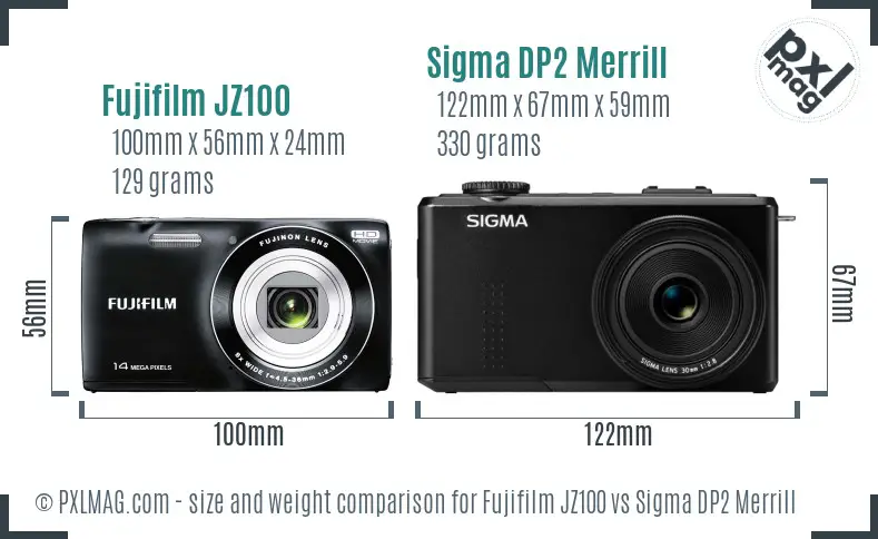 Fujifilm JZ100 vs Sigma DP2 Merrill size comparison Fujifilm JZ100 vs Sigma DP2 Merrill size comparison