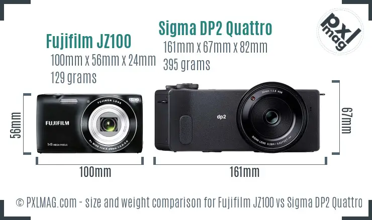 Fujifilm JZ100 vs Sigma DP2 Quattro size comparison Fujifilm JZ100 vs Sigma DP2 Quattro size comparison