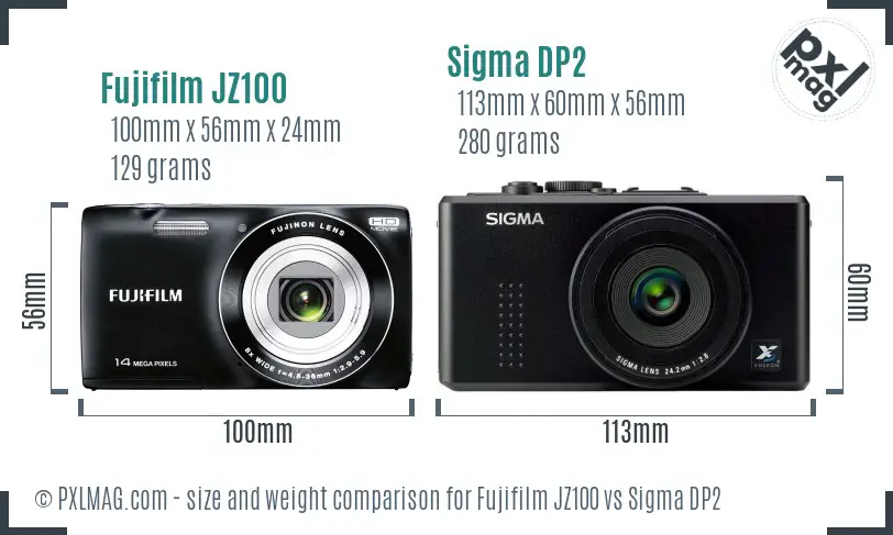 Fujifilm JZ100 vs Sigma DP2 size comparison Fujifilm JZ100 vs Sigma DP2 size comparison