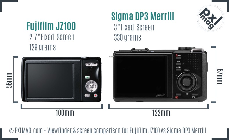 Fujifilm JZ100 vs Sigma DP3 Merrill Screen and Viewfinder comparison