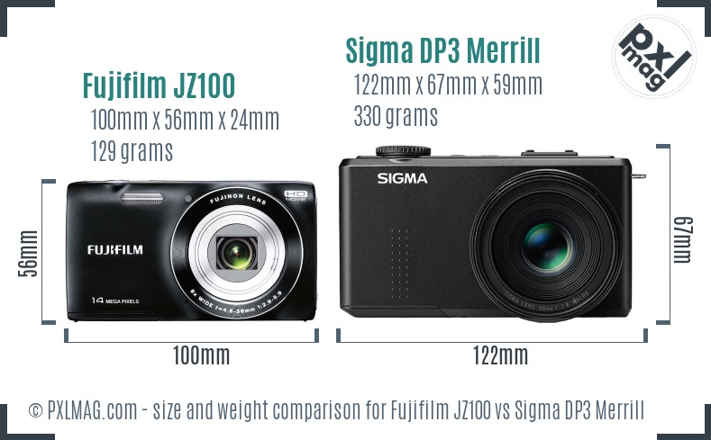 Fujifilm JZ100 vs Sigma DP3 Merrill size comparison Fujifilm JZ100 vs Sigma DP3 Merrill size comparison