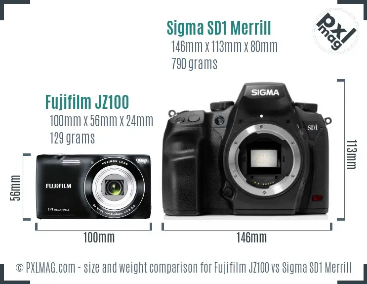 Fujifilm JZ100 vs Sigma SD1 Merrill size comparison Fujifilm JZ100 vs Sigma SD1 Merrill size comparison