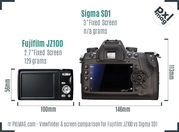 Fujifilm JZ100 vs Sigma SD1 Screen and Viewfinder comparison