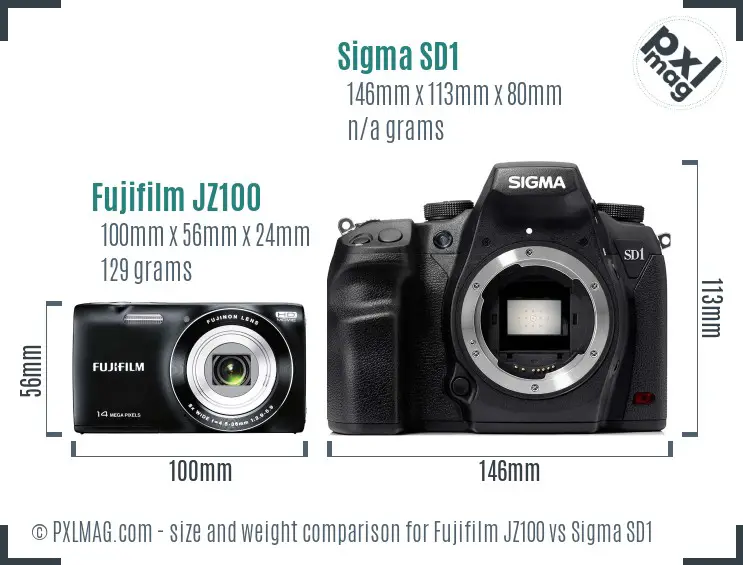 Fujifilm JZ100 vs Sigma SD1 size comparison Fujifilm JZ100 vs Sigma SD1 size comparison