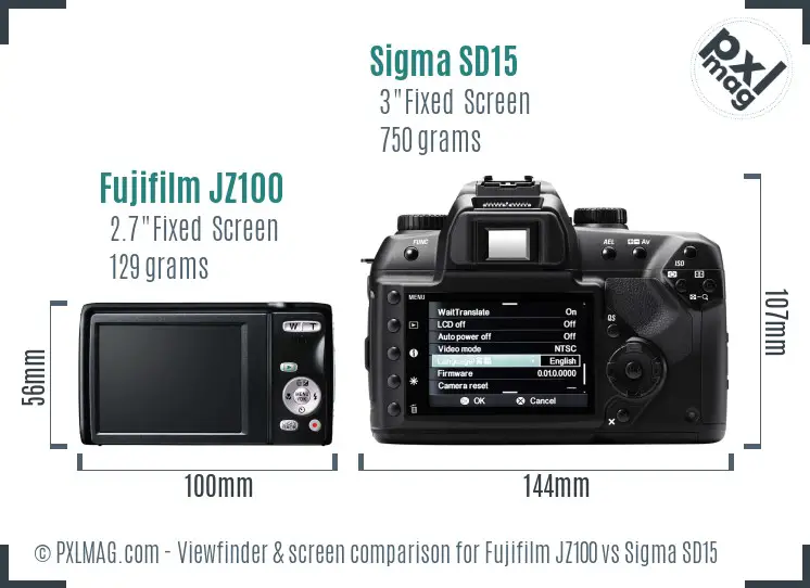 Fujifilm JZ100 vs Sigma SD15 Screen and Viewfinder comparison