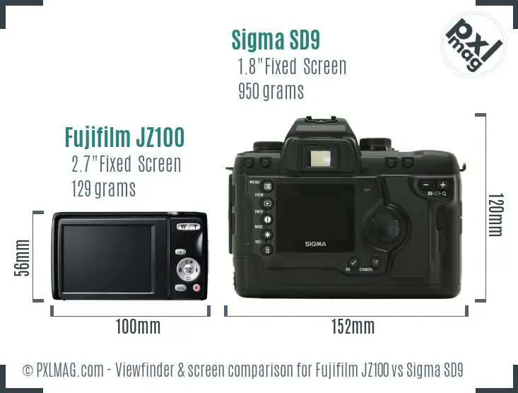 Fujifilm JZ100 vs Sigma SD9 Screen and Viewfinder comparison