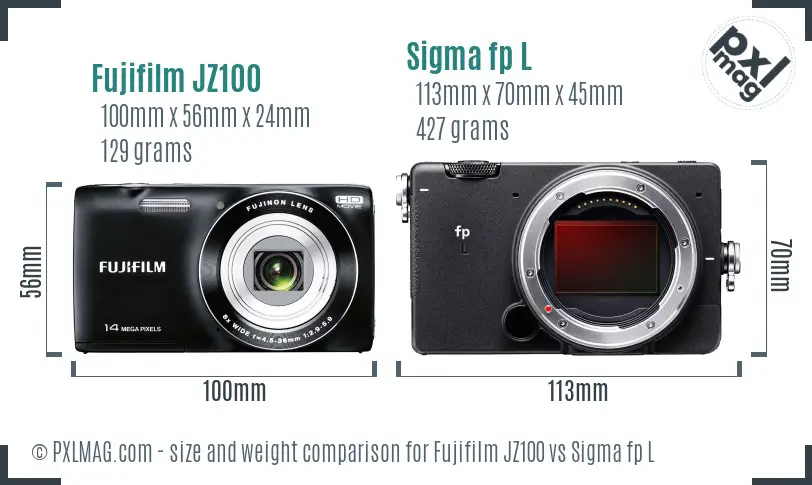 Fujifilm JZ100 vs Sigma fp L size comparison