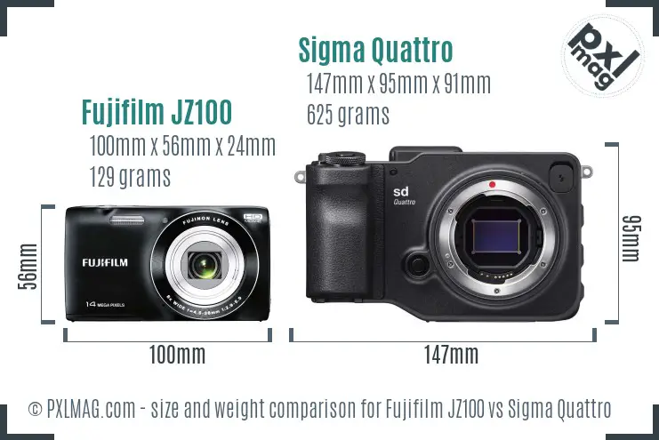 Fujifilm JZ100 vs Sigma Quattro size comparison