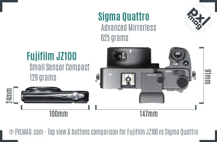 Fujifilm JZ100 vs Sigma Quattro top view buttons comparison