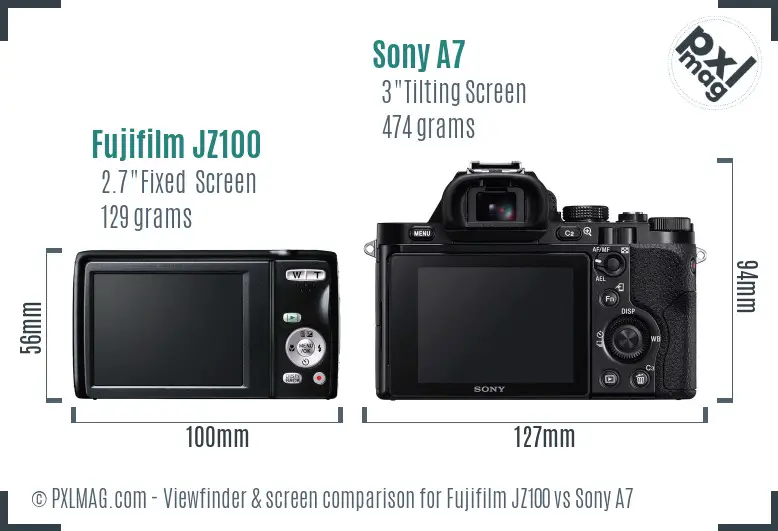 Fujifilm JZ100 vs Sony A7 Screen and Viewfinder comparison Fujifilm JZ100 vs Sony A7 Screen and Viewfinder comparison