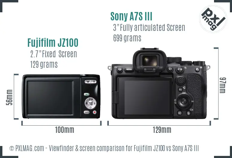 Fujifilm JZ100 vs Sony A7S III Screen and Viewfinder comparison