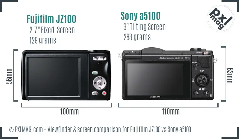 Fujifilm JZ100 vs Sony a5100 Screen and Viewfinder comparison