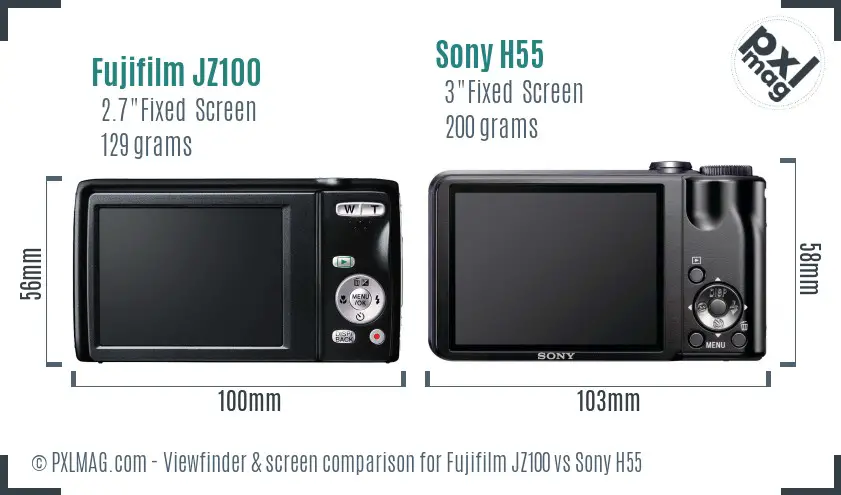 Fujifilm JZ100 vs Sony H55 Screen and Viewfinder comparison