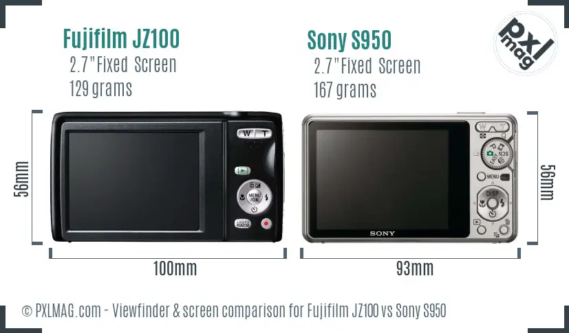 Fujifilm JZ100 vs Sony S950 Screen and Viewfinder comparison