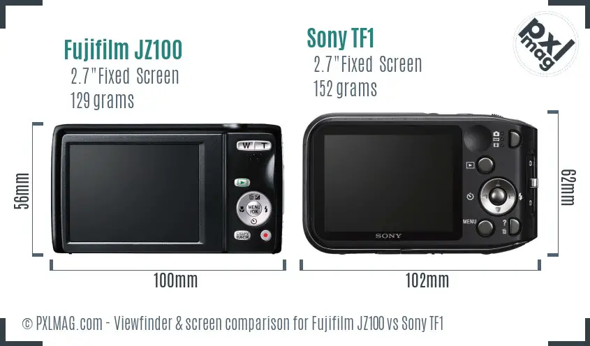 Fujifilm JZ100 vs Sony TF1 Screen and Viewfinder comparison