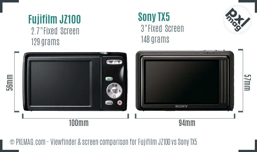 Fujifilm JZ100 vs Sony TX5 Screen and Viewfinder comparison Fujifilm JZ100 vs Sony TX5 Screen and Viewfinder comparison