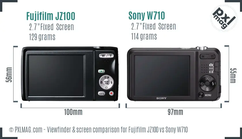 Fujifilm JZ100 vs Sony W710 Screen and Viewfinder comparison