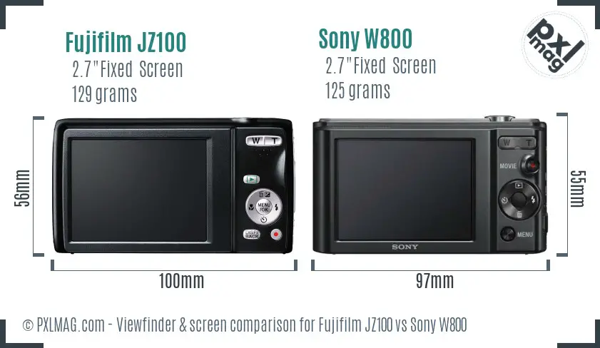 Fujifilm JZ100 vs Sony W800 Screen and Viewfinder comparison