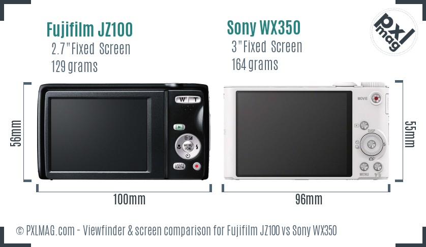 Fujifilm JZ100 vs Sony WX350 Screen and Viewfinder comparison
