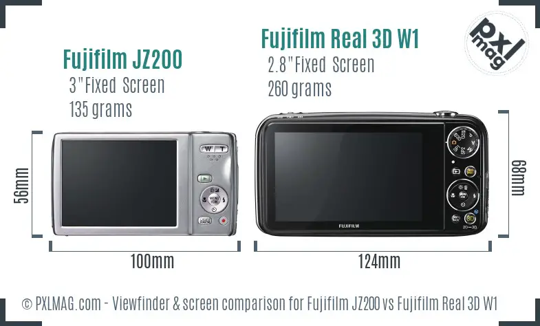 Fujifilm JZ200 vs Fujifilm Real 3D W1 Screen and Viewfinder comparison