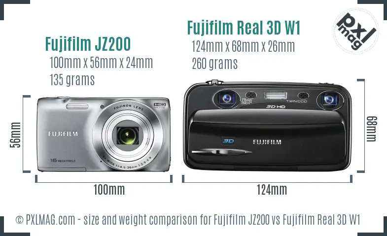 Fujifilm JZ200 vs Fujifilm Real 3D W1 size comparison