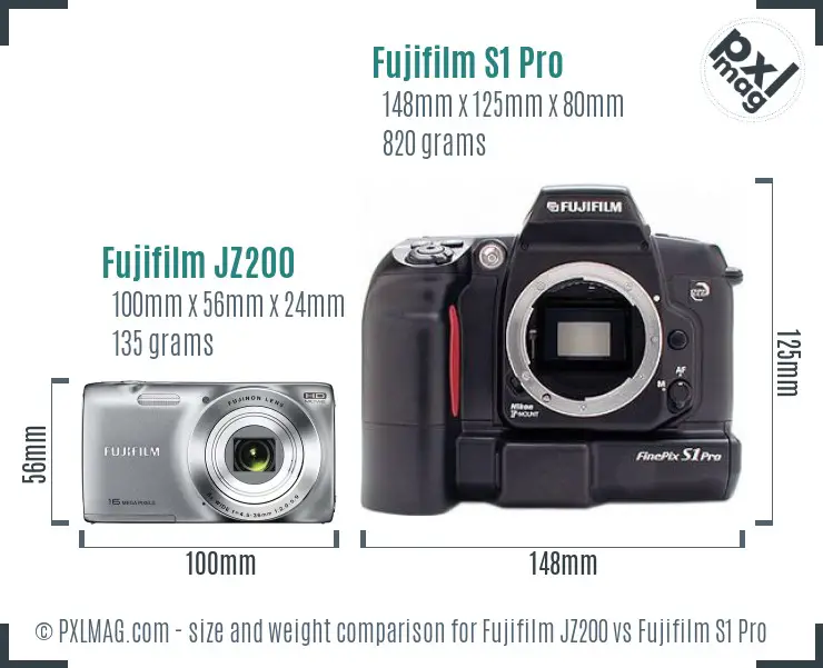 Fujifilm JZ200 vs Fujifilm S1 Pro size comparison