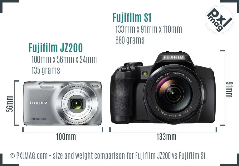 Fujifilm JZ200 vs Fujifilm S1 size comparison