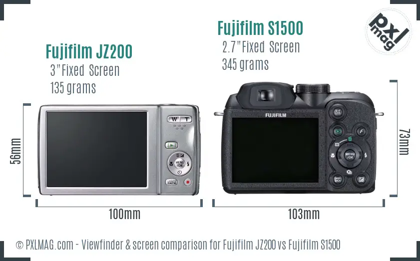 Fujifilm JZ200 vs Fujifilm S1500 Screen and Viewfinder comparison