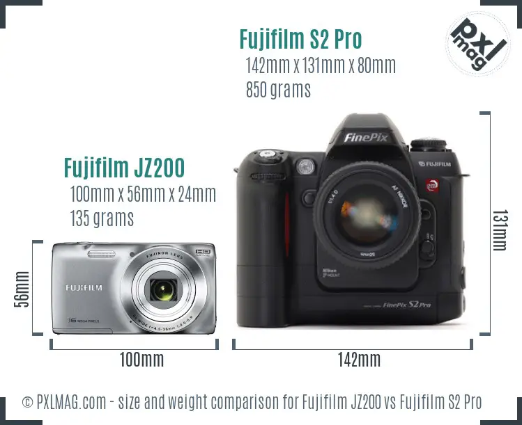 Fujifilm JZ200 vs Fujifilm S2 Pro size comparison