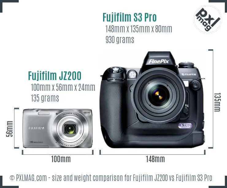 Fujifilm JZ200 vs Fujifilm S3 Pro size comparison