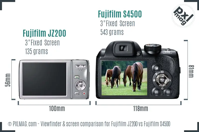 Fujifilm JZ200 vs Fujifilm S4500 Screen and Viewfinder comparison Fujifilm JZ200 vs Fujifilm S4500 Screen and Viewfinder comparison