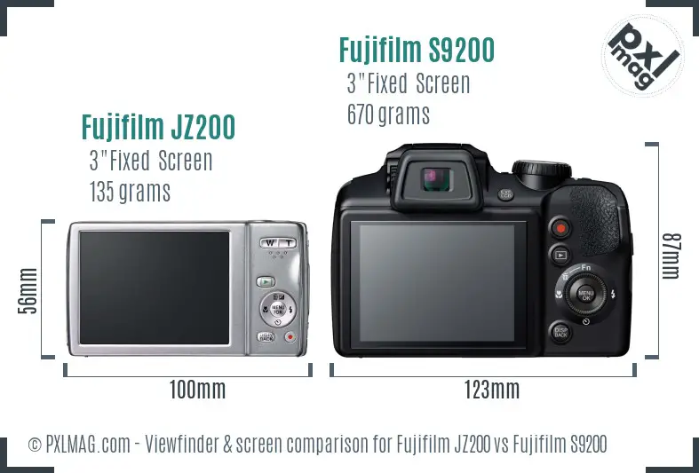 Fujifilm JZ200 vs Fujifilm S9200 Screen and Viewfinder comparison