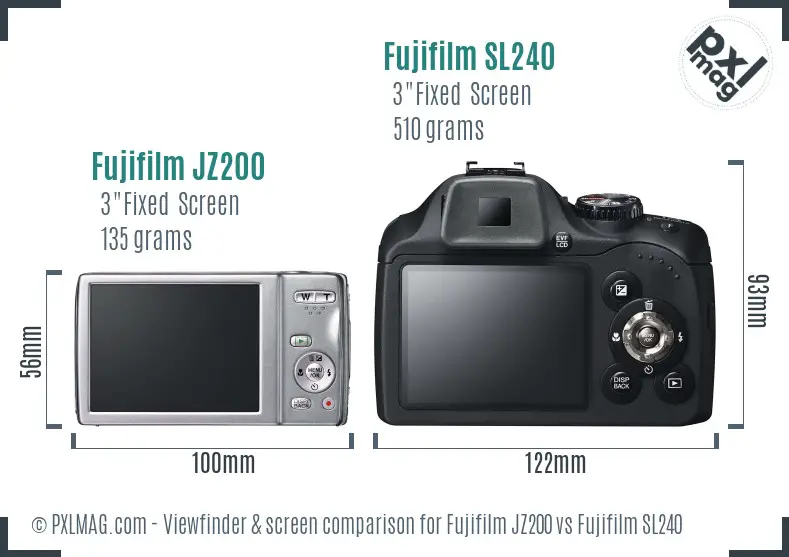 Fujifilm JZ200 vs Fujifilm SL240 Screen and Viewfinder comparison