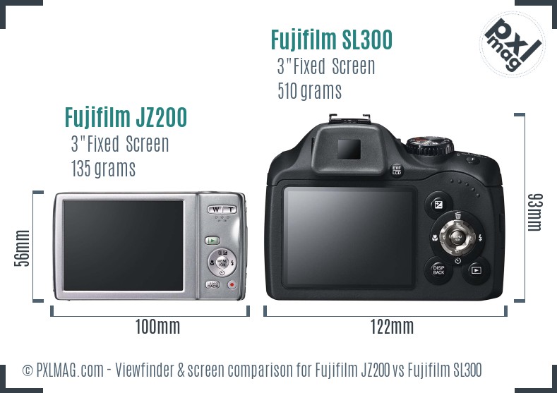 Fujifilm JZ200 vs Fujifilm SL300 Screen and Viewfinder comparison