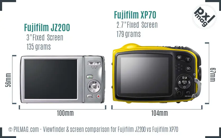 Fujifilm JZ200 vs Fujifilm XP70 Screen and Viewfinder comparison