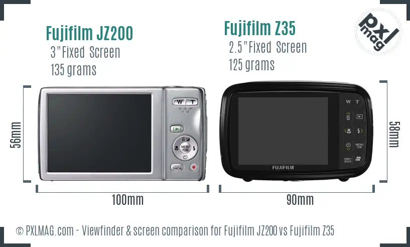 Fujifilm JZ200 vs Fujifilm Z35 Screen and Viewfinder comparison