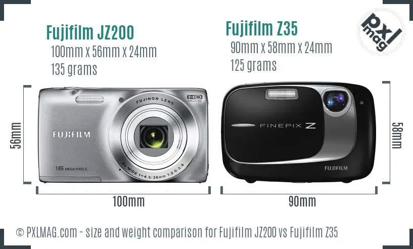 Fujifilm JZ200 vs Fujifilm Z35 size comparison