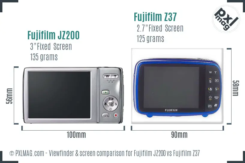Fujifilm JZ200 vs Fujifilm Z37 Screen and Viewfinder comparison