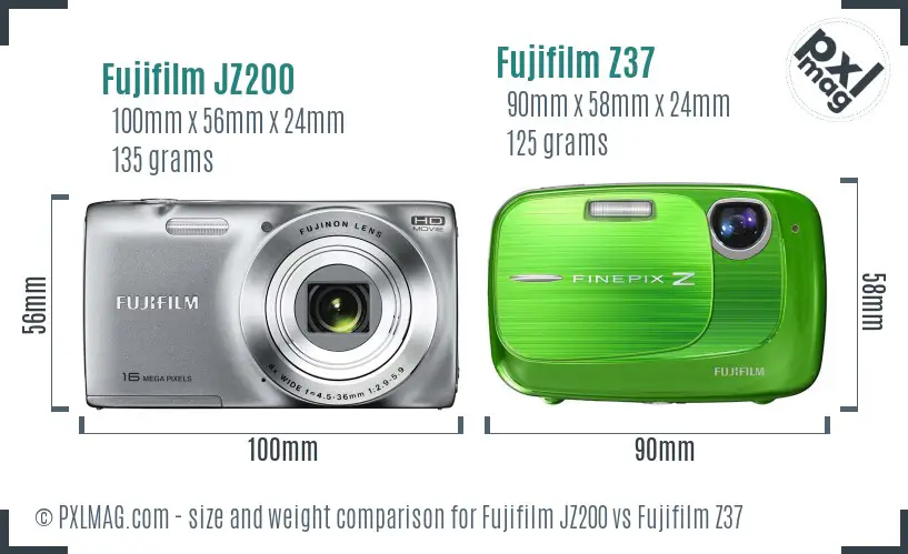 Fujifilm JZ200 vs Fujifilm Z37 size comparison