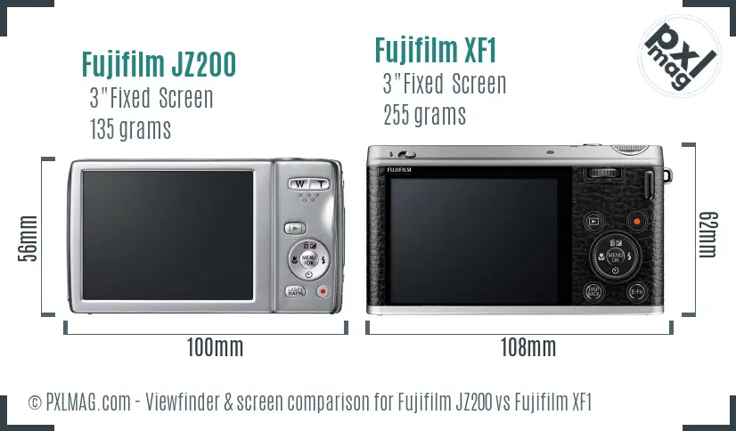 Fujifilm JZ200 vs Fujifilm XF1 Screen and Viewfinder comparison