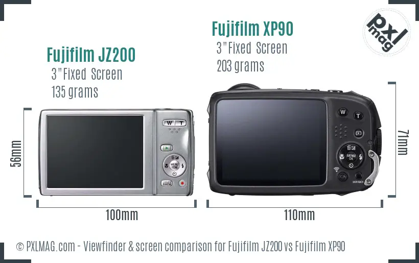 Fujifilm JZ200 vs Fujifilm XP90 Screen and Viewfinder comparison