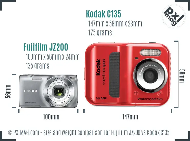 Fujifilm JZ200 vs Kodak C135 size comparison Fujifilm JZ200 vs Kodak C135 size comparison