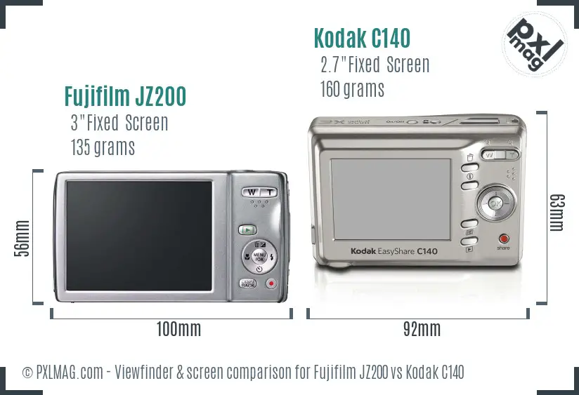 Fujifilm JZ200 vs Kodak C140 Screen and Viewfinder comparison