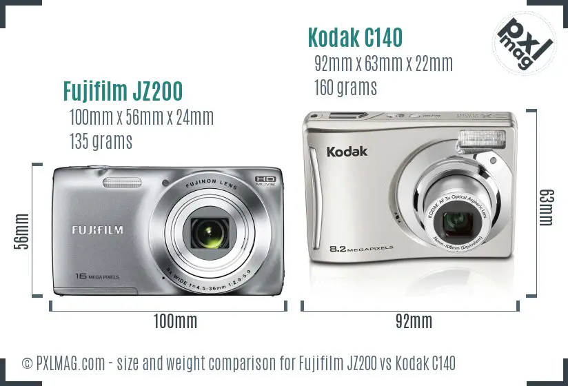 Fujifilm JZ200 vs Kodak C140 size comparison