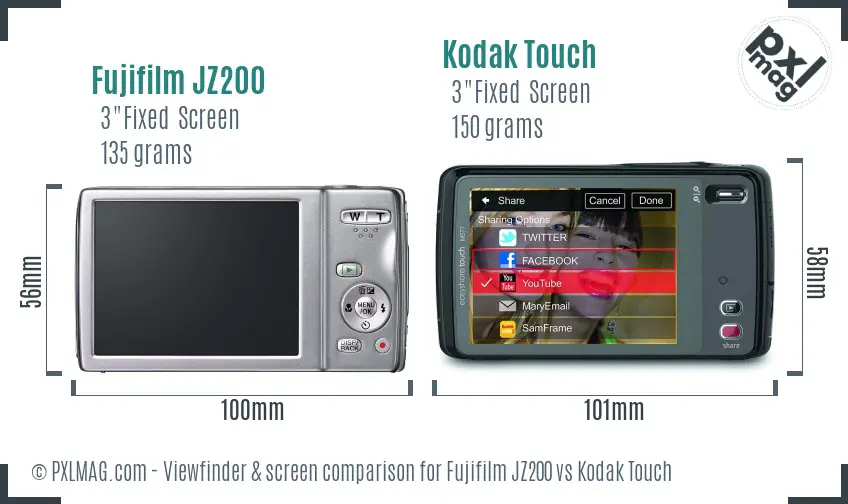 Fujifilm JZ200 vs Kodak Touch Screen and Viewfinder comparison