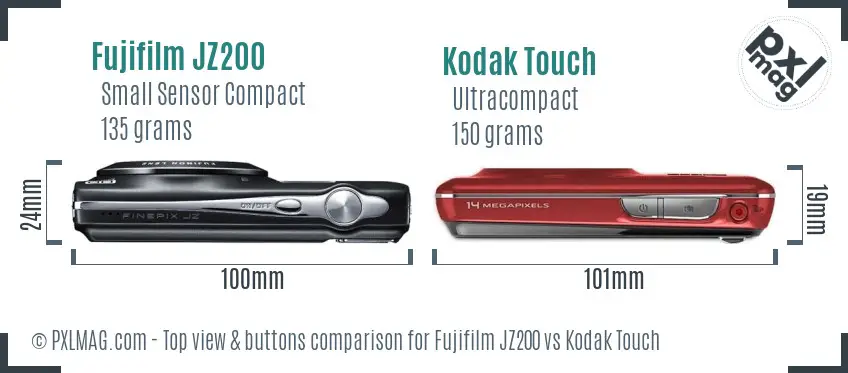 Fujifilm JZ200 vs Kodak Touch top view buttons comparison