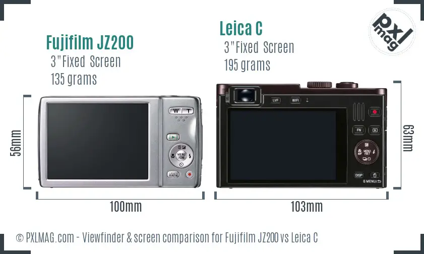 Fujifilm JZ200 vs Leica C Screen and Viewfinder comparison