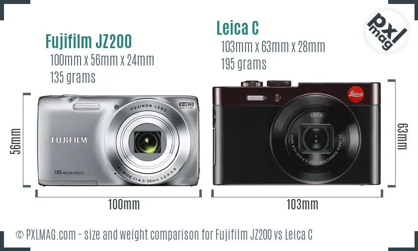 Fujifilm JZ200 vs Leica C size comparison