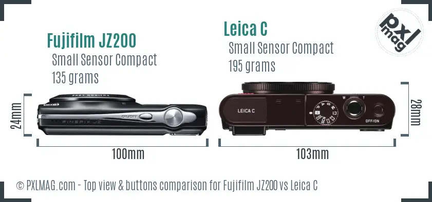 Fujifilm JZ200 vs Leica C top view buttons comparison